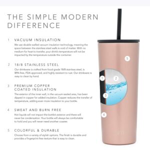 Simple Modern Insulated Tumbler with Lid and Straw | Iced Coffee Cup Reusable Stainless Steel Water Bottle Travel Mug | Gifts for Women Men Her Him | Classic Collection | 28oz | Rose Gold