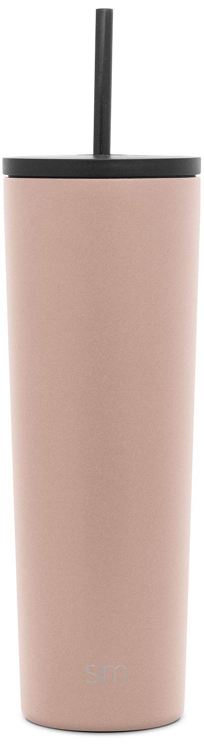 Simple Modern Insulated Tumbler with Lid and Straw | Iced Coffee Cup Reusable Stainless Steel Water Bottle Travel Mug | Gifts for Women Men Her Him | Classic Collection | 28oz | Rose Gold