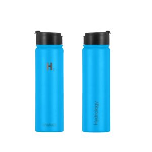 H2 Hydrology Water Bottle - 18 oz, 22 oz, 32 oz, 40 oz, or 64 oz with 3 LIDS Double Wall Vacuum Insulated Stainless Steel Wide Mouth Sports Hot & Cold Thermos (22 oz, Pacific Blue)