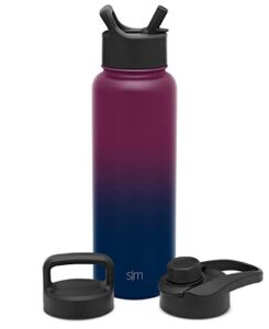 simple modern water bottle with straw, handle, and chug lid vacuum insulated stainless steel metal thermos bottles | large leak proof bpa-free flask for sports | summit collection | 40oz, mystic moon