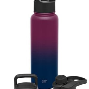 Simple Modern Water Bottle with Straw, Handle, and Chug Lid Vacuum Insulated Stainless Steel Metal Thermos Bottles | Large Leak Proof BPA-Free Flask for Sports | Summit Collection | 40oz, Mystic Moon