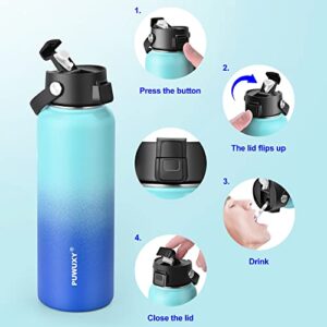 PUWUXY Auto Flip Lid for Hydro Flask Wide Mouth 12, 16, 18, 20, 24, 32, 40, 64oz, Splash Proof Coffee Lid Compatible with Simple Modern, Takeya, Iron Flask and More Top Water Bottle Brand - Black