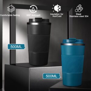 Travel Coffee Mug Spill Proof, Vacuum Insulated Coffee Mug 17oz Stainless Steel Travel Mug Double Wall Leak-Proof Reusable Coffee Tumbler for Keep Hot/Ice Coffee, Tea, and Beer