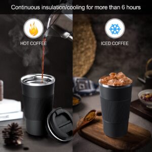 Travel Coffee Mug Spill Proof, Vacuum Insulated Coffee Mug 17oz Stainless Steel Travel Mug Double Wall Leak-Proof Reusable Coffee Tumbler for Keep Hot/Ice Coffee, Tea, and Beer