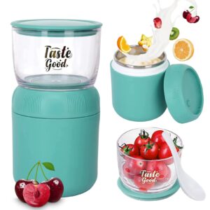 hidit yv insulated food container,soup thermo stainless steel vacuum insulated food jar,width mouth kids lunch box with spoon for cold &hot food lunch container for school outside cyan