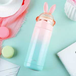 Cute Rabbit Kids Insulation Bottle-Stainless Steel Thermoses,Leak-proof Travel Coffee Mug,Durable Tumbler for Baby Hot Water 12 Ounce