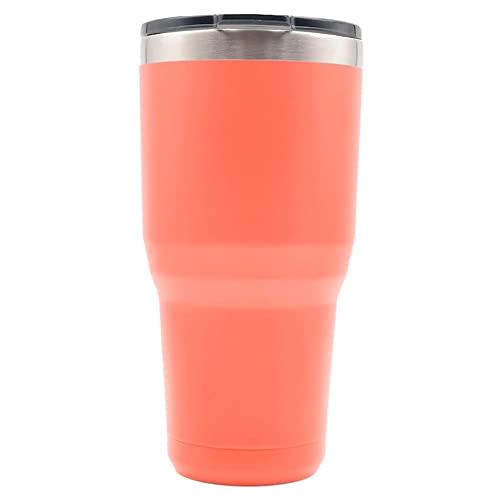 Yukon Outfitters Outdoor Active Sport Stainless Steel Drink Beverage Tint Slider Lid Double Wall Vacuum Insulated Powder Finish Freedom Tumbler, 30 oz, Coral - Mama Bear