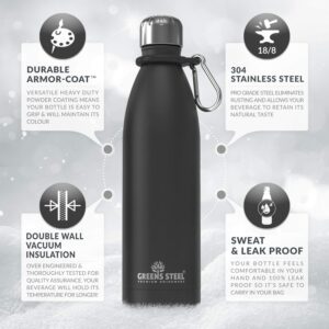 Stainless Steel Water Bottle – 25 oz Vacuum Insulated Double Wall with Screw Lid/Leak Proof Thermal Travel Sports Flask Coffee Canteen - 25 oz, Black