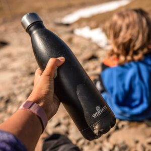 Stainless Steel Water Bottle – 25 oz Vacuum Insulated Double Wall with Screw Lid/Leak Proof Thermal Travel Sports Flask Coffee Canteen - 25 oz, Black