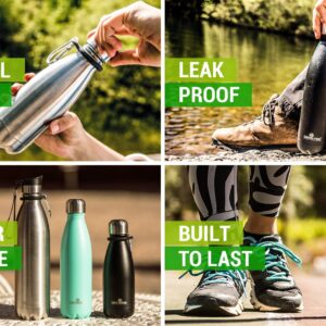 Stainless Steel Water Bottle – 25 oz Vacuum Insulated Double Wall with Screw Lid/Leak Proof Thermal Travel Sports Flask Coffee Canteen - 25 oz, Black