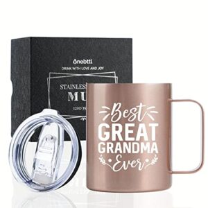 onebttl great grandma gifts, stainless steel mug 12oz/350ml, gifts for great grandma - best great grandma ever