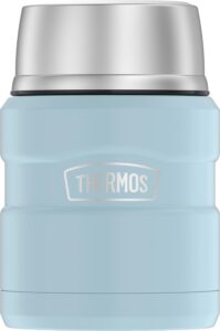 thermos stainless king vacuum-insulated food jar with spoon, 16 ounce, matte powder blue