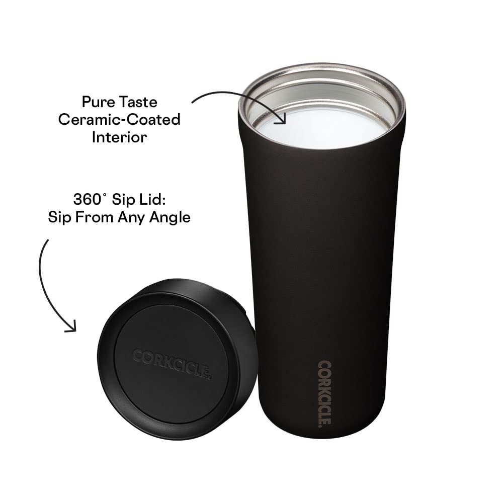 Corkcicle Commuter Cup Insulated Stainless Steel Spill Proof Travel Coffee Mug Keeps Beverages Cold for 9 Hours and Hot for 3 Hours, Gloss Powder Blue, 17 oz 1 Count (Pack of 1)