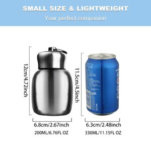 Mini 7 oz Stainless Steel Water Bottle, Portable Small Sports Vacuum Insulated Water Bottle Leak Proof Sport Tumbler Cup Hot and Cold Water Bottle (Original color)