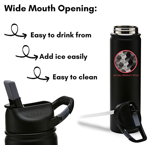 Seriously Ice Cold SIC 27oz Insulated Water Bottle Thermos, Premium Triple Layer Vacuum Stainless Steel, BPA Free Wide Mouth Lid with Carabiner Clip