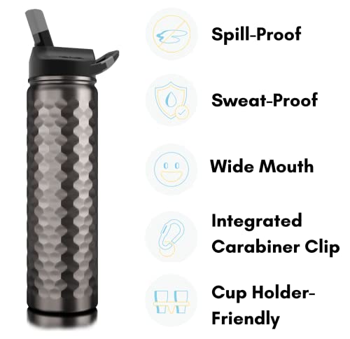 Seriously Ice Cold SIC 27oz Insulated Water Bottle Thermos, Premium Triple Layer Vacuum Stainless Steel, BPA Free Wide Mouth Lid with Carabiner Clip