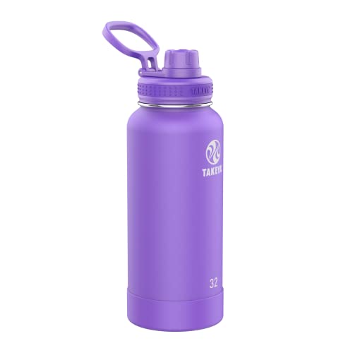 Takeya Actives 32 oz Vacuum Insulated Stainless Steel Water Bottle with Spout Lid, Premium Quality, Nitro Purple