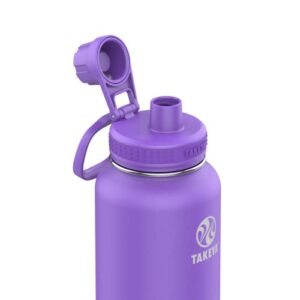 Takeya Actives 32 oz Vacuum Insulated Stainless Steel Water Bottle with Spout Lid, Premium Quality, Nitro Purple