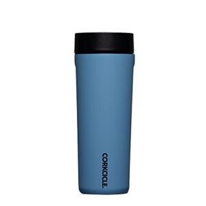 corkcicle commuter cup insulated stainless steel leak proof travel coffee mug keeps beverages cold for 9 hours and hot for 3 hours, river, 17 oz