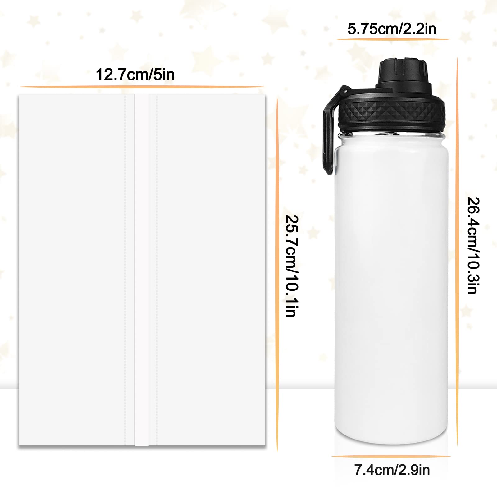 Amgkonp 22oz Sublimation Blanks Tumbler Sports Water Bottle Stainless Steel Vacuum Flask,Double Wall Insulated Thermos with Shrink Wrap Film,Sublimation Coating for Heat Press（8Pack）