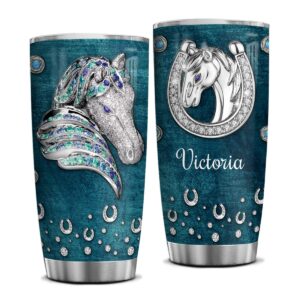 wassmin personalized horse tumbler cup with lid 20oz 30oz jewelry horses stainless steel double wall vacuum insulated tumblers coffee travel mug birthday christmas women gifts custom name