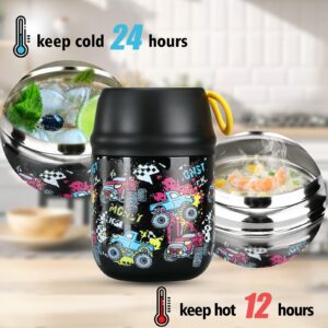 JOOPETALK Thermo for Hot Food Kids 17oz Soup Thermo Insulated Food Jar Lunch Container Keeps Hot/Cold Vacuum Stainless Steel Thermo Lunch Box With Handle Folding Spoon for School, Office, Travel