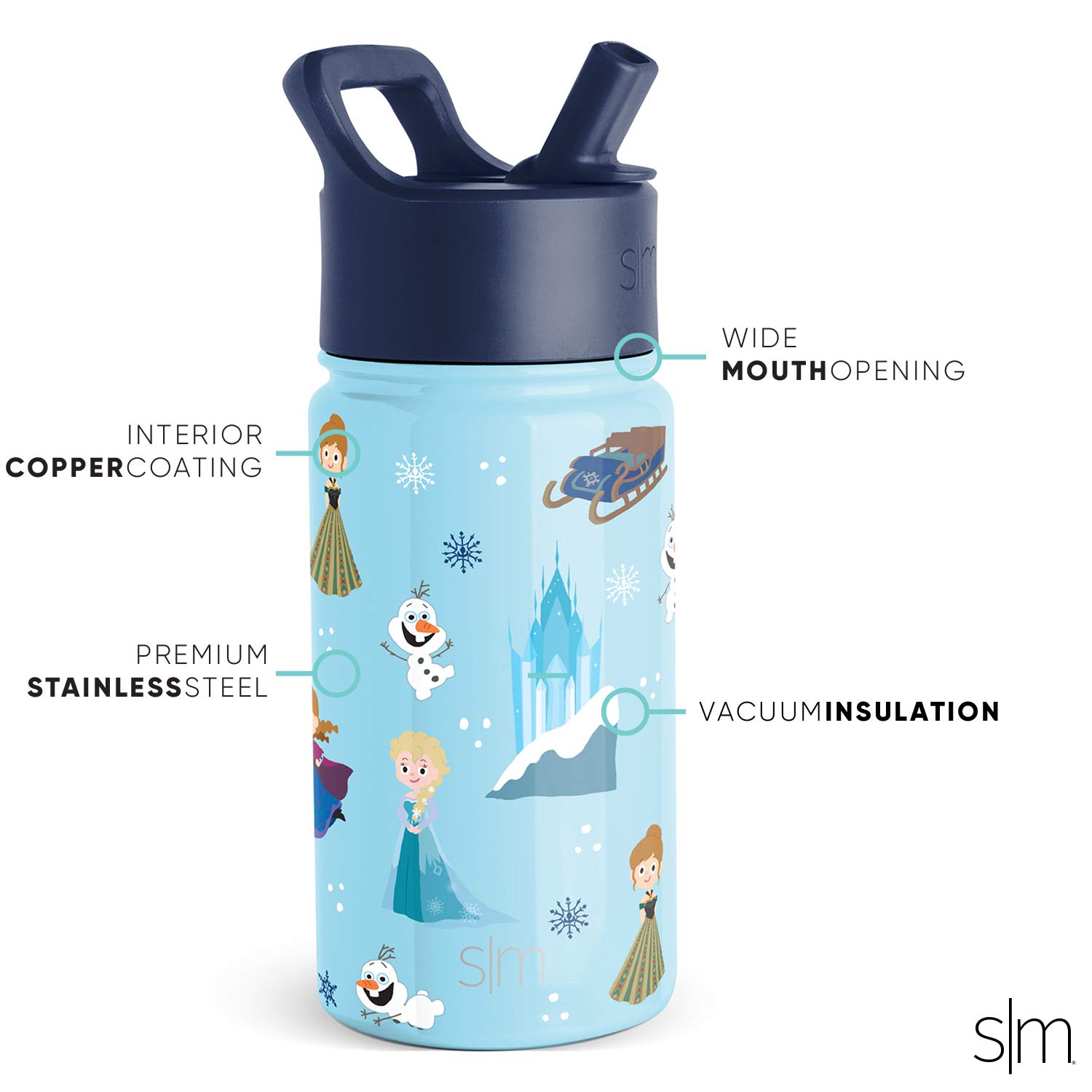 Simple Modern Disney Frozen Olaf Kids Water Bottle with Straw Lid | Reusable Insulated Stainless Steel Cup for School | Summit Collection | 14oz, Find My Nose