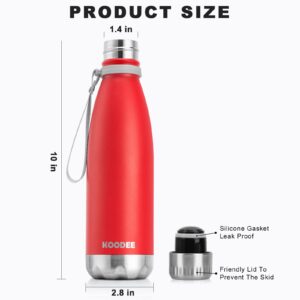 koodee 17 oz Stainless Steel Water Bottle-Double Wall Vacuum Insulated Sports Water Bottle for Girls，Cola Shape Leak Proof Sports Flask (Canyon Red)