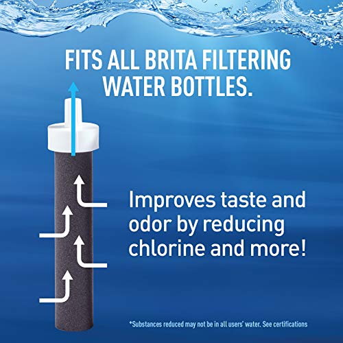 Brita Stainless Steel Premium Filtering Water Bottle, BPA-Free, Replaces 300 Plastic Water Bottles, Filter Lasts 2 Months or 40 Gallons, Includes 1 Filter, Kitchen Accessories, Carbon - 20 oz.