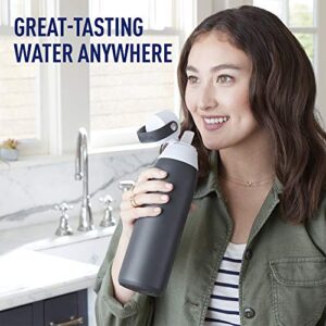 Brita Stainless Steel Premium Filtering Water Bottle, BPA-Free, Replaces 300 Plastic Water Bottles, Filter Lasts 2 Months or 40 Gallons, Includes 1 Filter, Kitchen Accessories, Carbon - 20 oz.