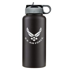 32oz air force stainless steel insulated water bottle with engraved usaf logo - air force gifts for veterans | disabled usmc vet owned small business