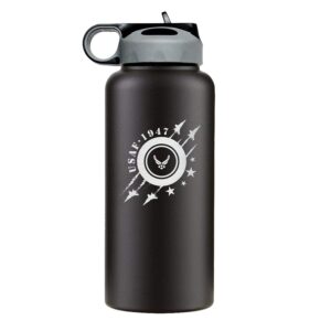 32oz Air Force Stainless Steel Insulated Water Bottle with Engraved USAF Logo - Air Force Gifts for Veterans | Disabled USMC Vet Owned SMALL Business