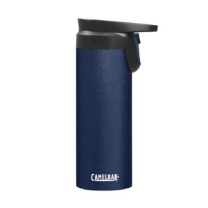 camelbak forge flow coffee & travel mug, insulated stainless steel - non-slip silicon base - easy one-handed operation - 16oz, navy