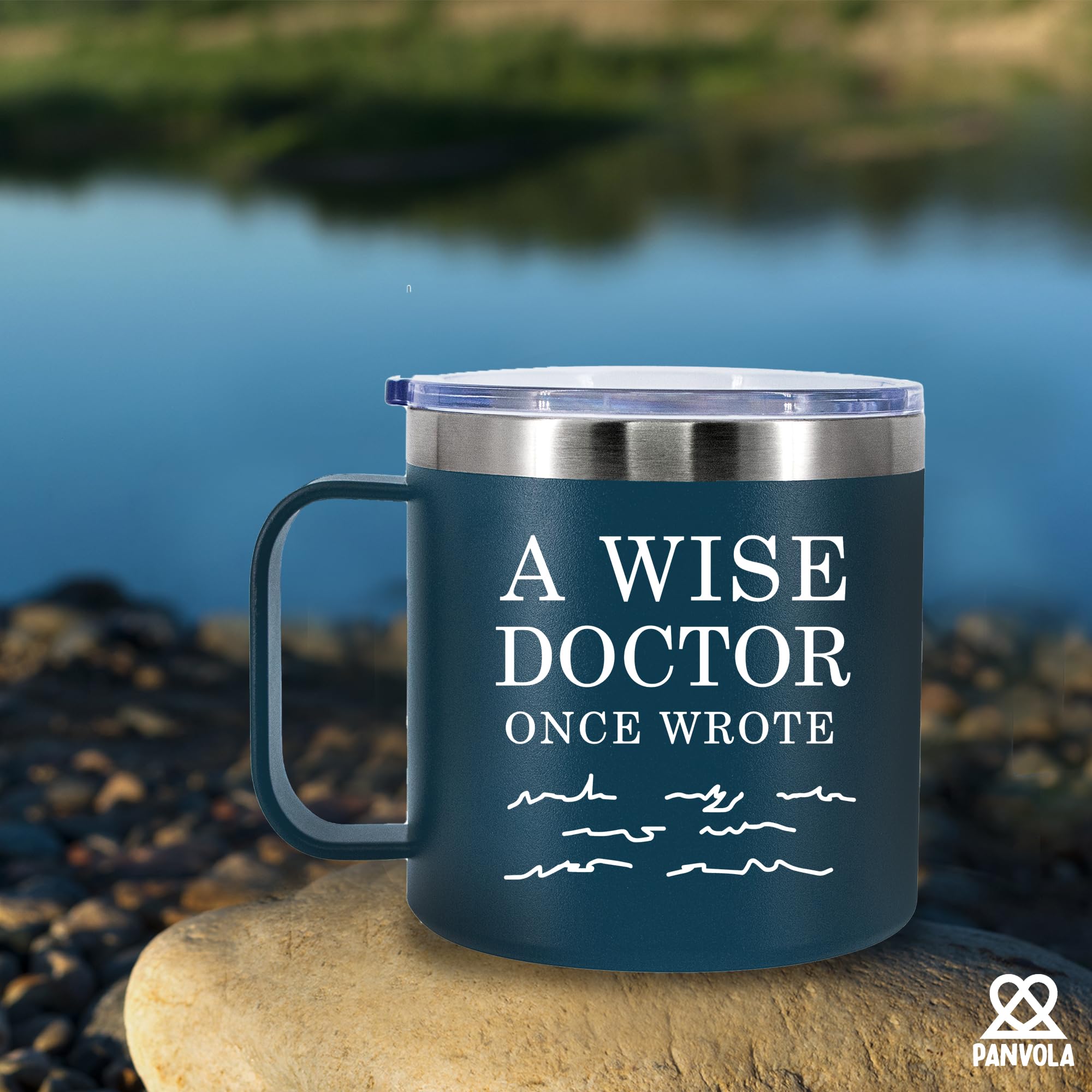 A Wise Doctor Once Wrote Insulated Coffee Cup 14oz With Handle And Lid Doctor Gifts Physician Medical Student MD Dr Husband Wife Dad Mom Stainless Steel Vacuum Insulated Camping Travel Thermal Mug