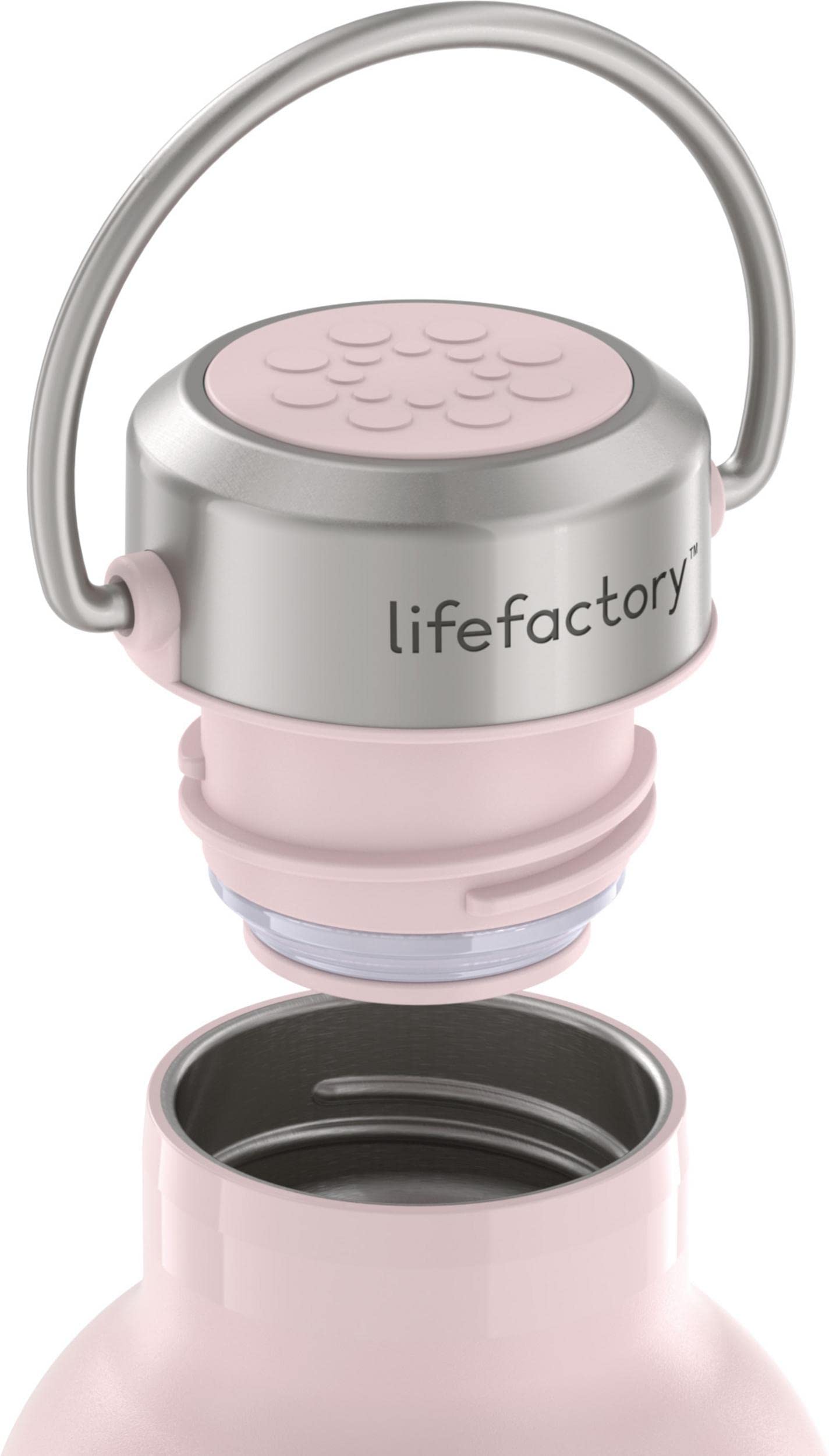 LIfeFactory Stainless Steel Vacuum-Insulated Sport Bottle, 24 Ounce, Desert Rose