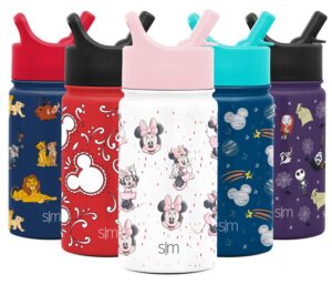 simple modern disney minnie mouse kids water bottle with straw lid | reusable insulated stainless steel cup for school | summit collection | 14oz, minnie mouse sprinkle