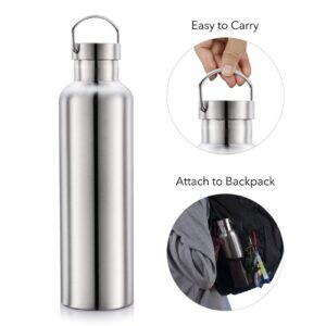 Gteller Stainless Steel Vacuum Insulated Water Bottle 34/25/20/17/12oz 18/8 for Hot and Cold Drinks, Double Walled, Leak Proof (Silver(12oz))