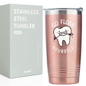 Dental Gifts for Dental Assistant, Dental Hygienist on Dental Assistants Recognition Week, National Dental Hygienists Week, Birthday and Christmas, 20oz Insulated Stainless Steel Tumbler - FLOSS