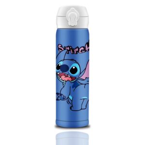 g-ahora stitch water bottle,kawaii cartoon water bottle cup,reusable water bottle for girl 500ml (b)