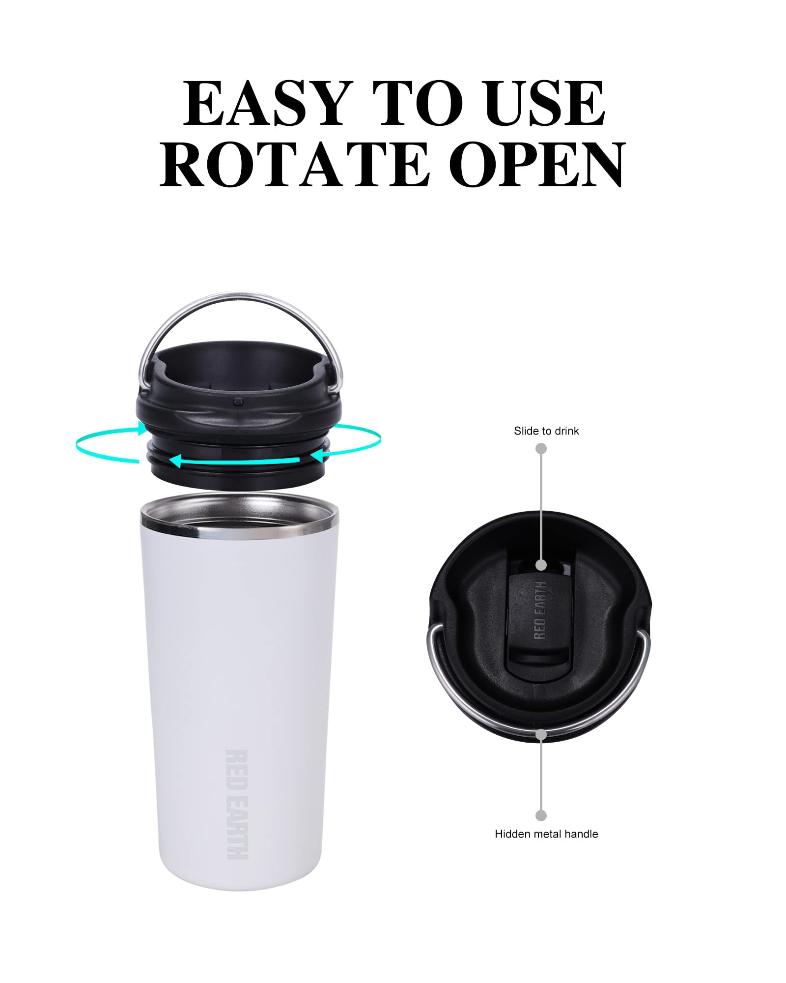 GiNT 17oz Travel Tea Mug with Infuser and Two Lids. Vacuum Insulated 316 Stainless Steel Travel Coffee Mug. Dishwasher Safe Tea Cup with Tea Strainer for Hot and Cold Brew Coffee or Tea(White)