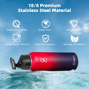 40 oz Water Bottles, Sibaok Stainless Steel Insulated Water Bottle with Straw, Handle & 2 Lids- Double Wall Vacuum Leak Proof Sport Water Bottles, Keep Water Cold and Hot, Thermos Jug Canteen