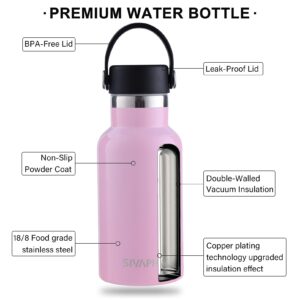 Kids Water Bottle with Straw Lids 12OZ Stainless Steel Small Drinking Bottle for School Little Girls Pink