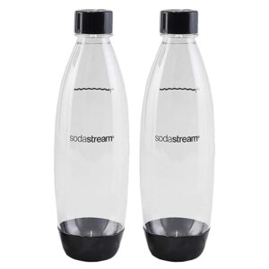 sodastream 1l twin pack dishwasher safe slim bottle (black)