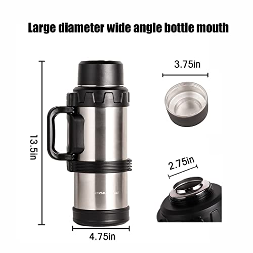 Insulated Water Bottle,Stainless Steel Double Wall Vacuum Bottle with Cup Lid – Thermos for Hot & Cold Drinks or Food-Thermos for Travel–73 oz