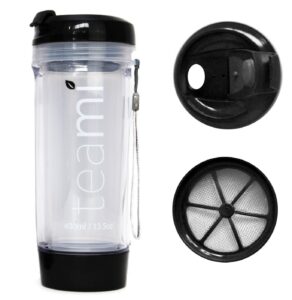 teami tea tumbler infuser bottle - black, 20 ounce - bpa free - double walled mug, hot or cold - our best infusion bottles for infused fruit, smoothies, tea, even coffee