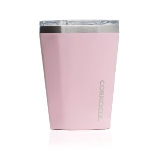 corkcicle tumbler | triple insulated stainless steel travel cup with shatterproof lid | reusable (gloss rose quartz, 12oz / 355ml)