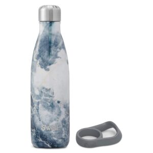 s'well stainless steel water bottle with travel handle - 25 fl oz - blue granite - triple-layered vacuum-insulated containers keeps drinks cold for 41 hours and hot for 18 - with no condensation