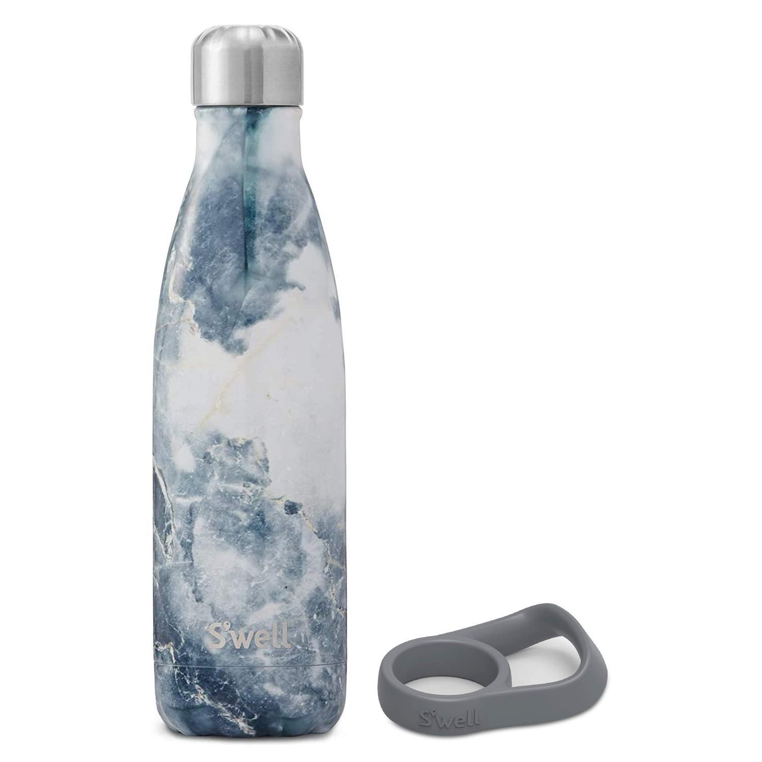 S'well Stainless Steel Water Bottle With Travel Handle - 25 Fl Oz - Blue Granite - Triple-Layered Vacuum-Insulated Containers Keeps Drinks Cold for 41 Hours and Hot for 18 - with No Condensation