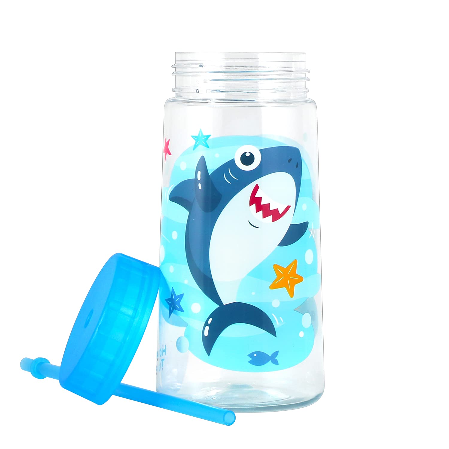 Home Tune 28oz Water Drinking Bottle - BPA Free, Wide Mouth, Travel Beverage Cup with Straw Lid, Lightweight, Water Bottle with Cute Foil Print Design For Girls & Boys - Shark & Dinosaur 2 Pack