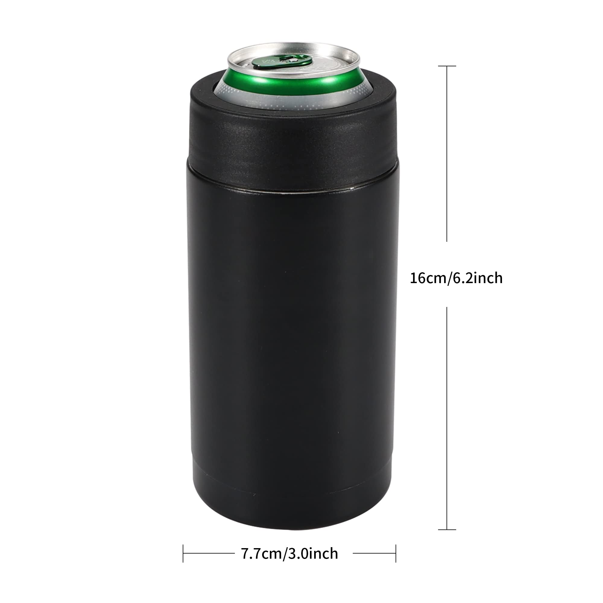 Olerd 16oz Double wall Stainless Steel Insulated Can Cooler, Bottle or Tumbler for Slim Beer & Hard Seltzer Cans, Beer Bottle Holder (BLACK)